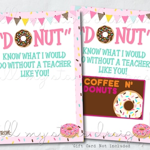 DRUCKBARER DONUT Wissen, was ich ohne einen Lehrer wie dich tun würde! Geschenkkartenhalter | Sofort Download | Dankeschön Kartenhalter | Gebäckkarte