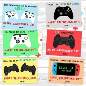IMPRIMABLE GAMER Saint-Valentin ~ lot de 6 cartes de la Saint-Valentin pour la classe pour enfants | Téléchargement instantané | Dos coordonné inclus