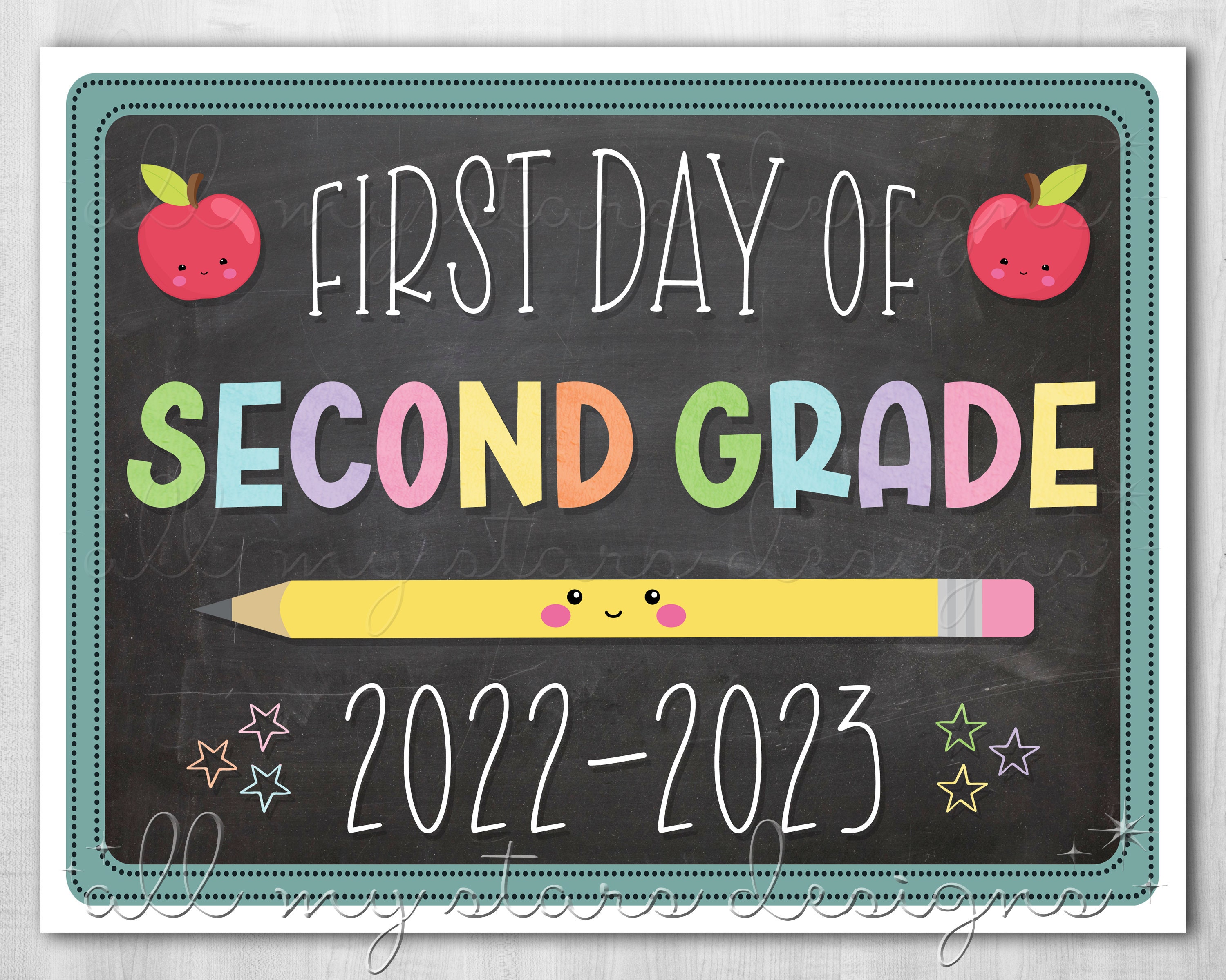 PRINTABLE First Day of Second Grade 2022-2023 Photo Sign - Etsy