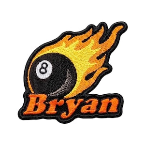 Flaming 8 Name Patch Custom Billiard Patch Personalized Pool Ball Iron On Embroidered