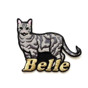 Custom Tabby Cat Patch Personalized Name Embroidered Patch