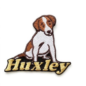 Gepersonaliseerde geborduurde huisdierbadge hond