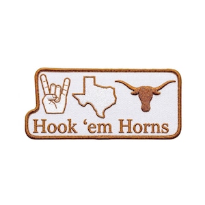 Hook Em Horns Texas Longhorns Embroidered Iron On Patch