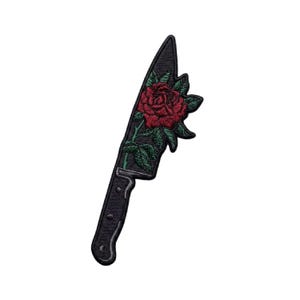 Rose Knife Dagger Gothic geborduurde bloemenpatch