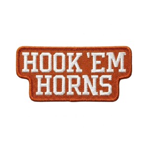 Hook Em Horns Embroidered Patch Iron On Texas Fan Text Badge