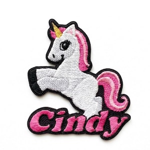 Parche bordado de unicornio con nombre personalizado