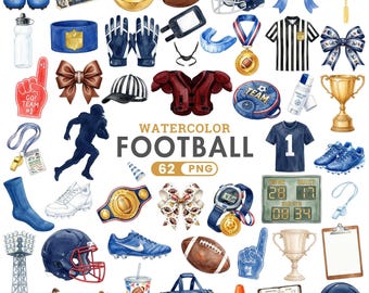 Imágenes prediseñadas de fútbol americano, fútbol americano PNG, diseño deportivo en acuarela, gráficos de juegos, jugador de fútbol PNG, sublimación de fútbol PNG para uso comercial