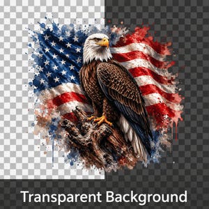 Freedom eagle PNG with American flag overlay, high resolution clipart for independence day decor, t shirt printing, and digital designs