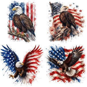 Red white and blue eagle clipart PNG, American pride design with detailed wings, perfect for patriotic stickers, posters, and apparel