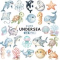 Under The Sea Clipart, Watercolor Ocean Animals PNG, Cute Sea Creatures, Baby Ocean Animals, Coral Reef Art, Nursery Decor, Commercial Use product logo
