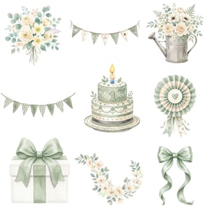 Storybook inspired goose clipart featuring soft watercolor painting, muted sage green colors, and whimsical farm animal charm for creative crafts.