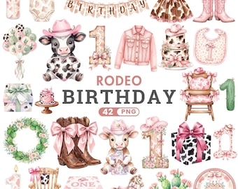 My First Rodeo Clipart, Pink Cowgirl Clipart, First Rodeo Birthday, Western Baby Shower, Wild West Clipart, Cowboy Clipart, Commercial Use