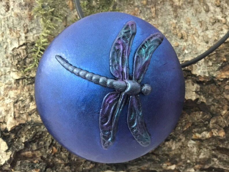 Polymer Clay Pendant Dragonfly Design Etsy