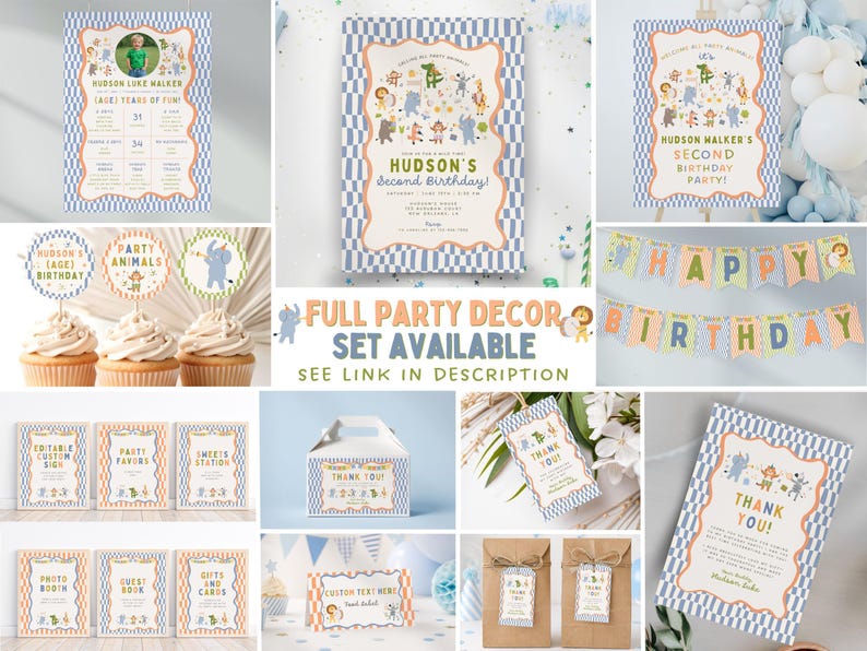 Party Animals Birthday Invitation, Wild Animal Kids Birthday, Musical Animals Theme, Two Wild Birthday Party Invite, Editable Canva Template Bild 11