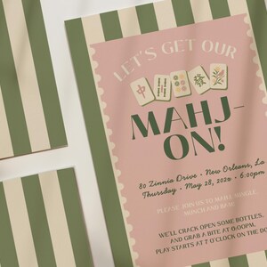Mahjong Party Invitation, Let's Get Our Mahj On Invite, Game Night Invite, Mahjong Birthday Invitation, Editable Canva Template image 11