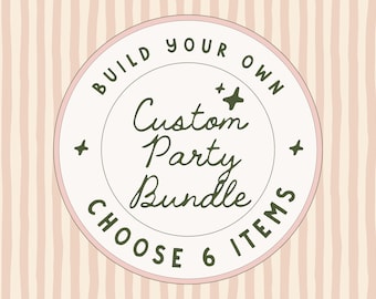 Lot de décorations de fête personnalisées | 6 décorations de fête assorties pour n'importe quel papier + faire-part sauge | Élément décoratif personnalisé