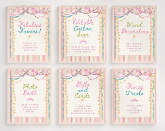 Panneaux pour une fête d'anniversaire de fille élégante, décorations colorées « Ooh La La », décorations d'anniversaire sur le thème des déguisements pour filles, modèle Canva modifiable, PS190