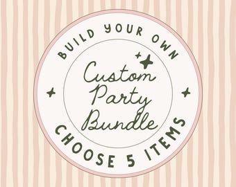 Lot de décorations de fête personnalisées | 5 décorations de fête assorties pour n'importe quel papier + faire-part sauge | Élément décoratif personnalisé