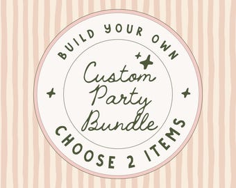 Lot de décorations de fête personnalisées | 2 décorations de fête assorties pour n'importe quel papier + faire-part sauge | Élément décoratif personnalisé