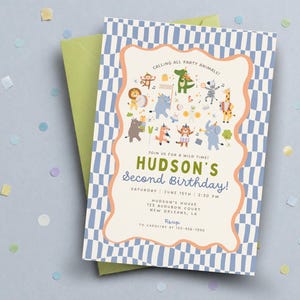 Party Animals Birthday Invitation, Wild Animal Kids Birthday, Musical Animals Theme, Two Wild Birthday Party Invite, Editable Canva Template Bild 6