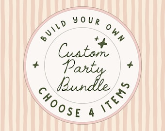 Lot de décorations de fête personnalisées | 4 décorations de fête assorties pour n'importe quel papier + faire-part sauge | Élément décoratif personnalisé