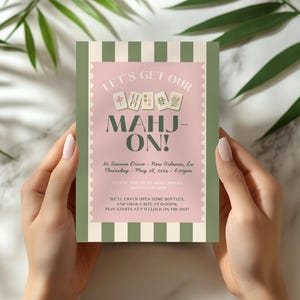 Mahjong Party Invitation, Let's Get Our Mahj On Invite, Game Night Invite, Mahjong Birthday Invitation, Editable Canva Template image 7