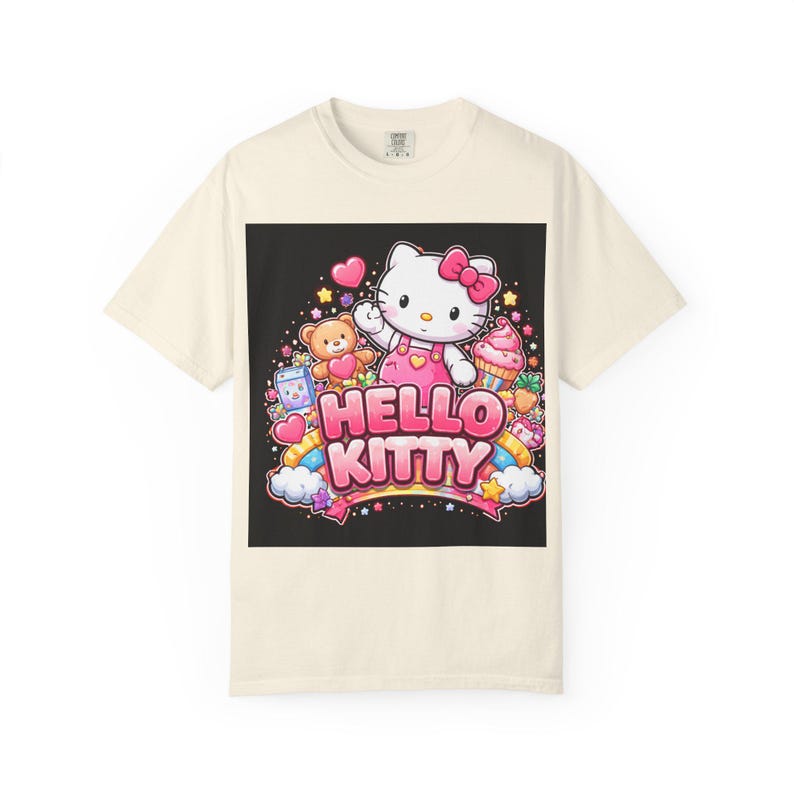 Hello Kitty graphic T-Shirt | Cute Kawaii Cat, Candy Hearts, Pastel Design image 4