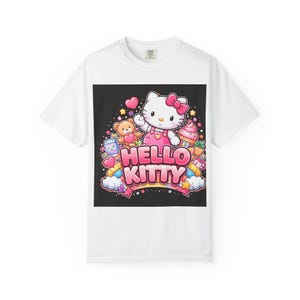 Hello Kitty graphic T-Shirt | Cute Kawaii Cat, Candy Hearts, Pastel Design image 2