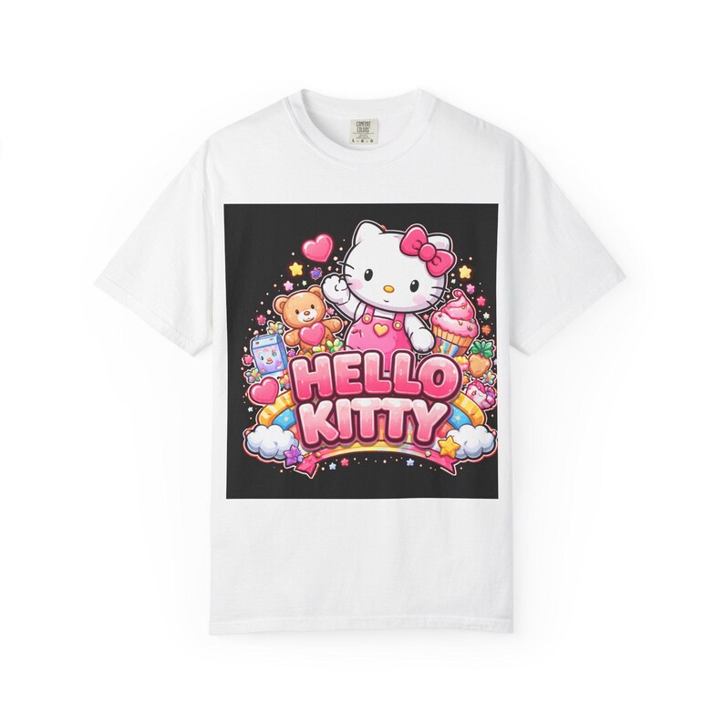 Hello Kitty graphic T-Shirt | Cute Kawaii Cat, Candy Hearts, Pastel Design image 2