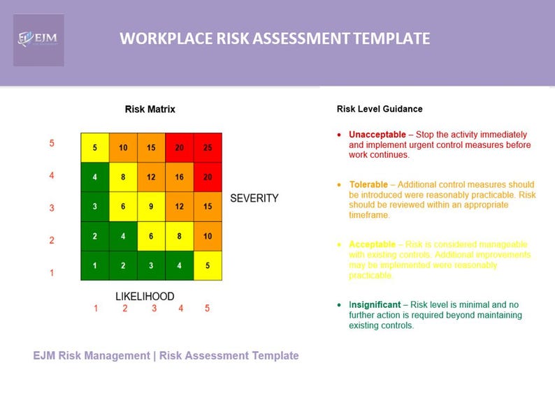 Workplace Emergency Risk Assessment Example Risk Assessment Template | Workplace Safety Risk Assessment | Editable ...