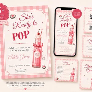 Gotowy do użycia zestaw na baby shower. Ponad 25 szablonów Canva z grami i znakami Dirty Soda Bar.