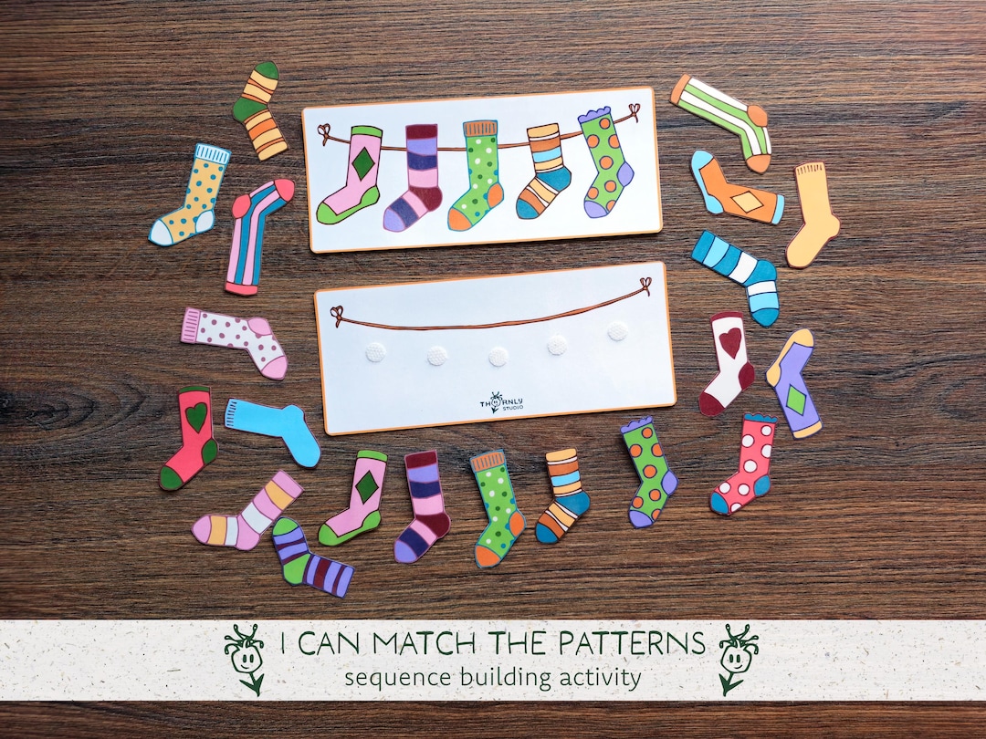 Pattern Matching Printable - Sock Matching Activity, Toddler Learning ...