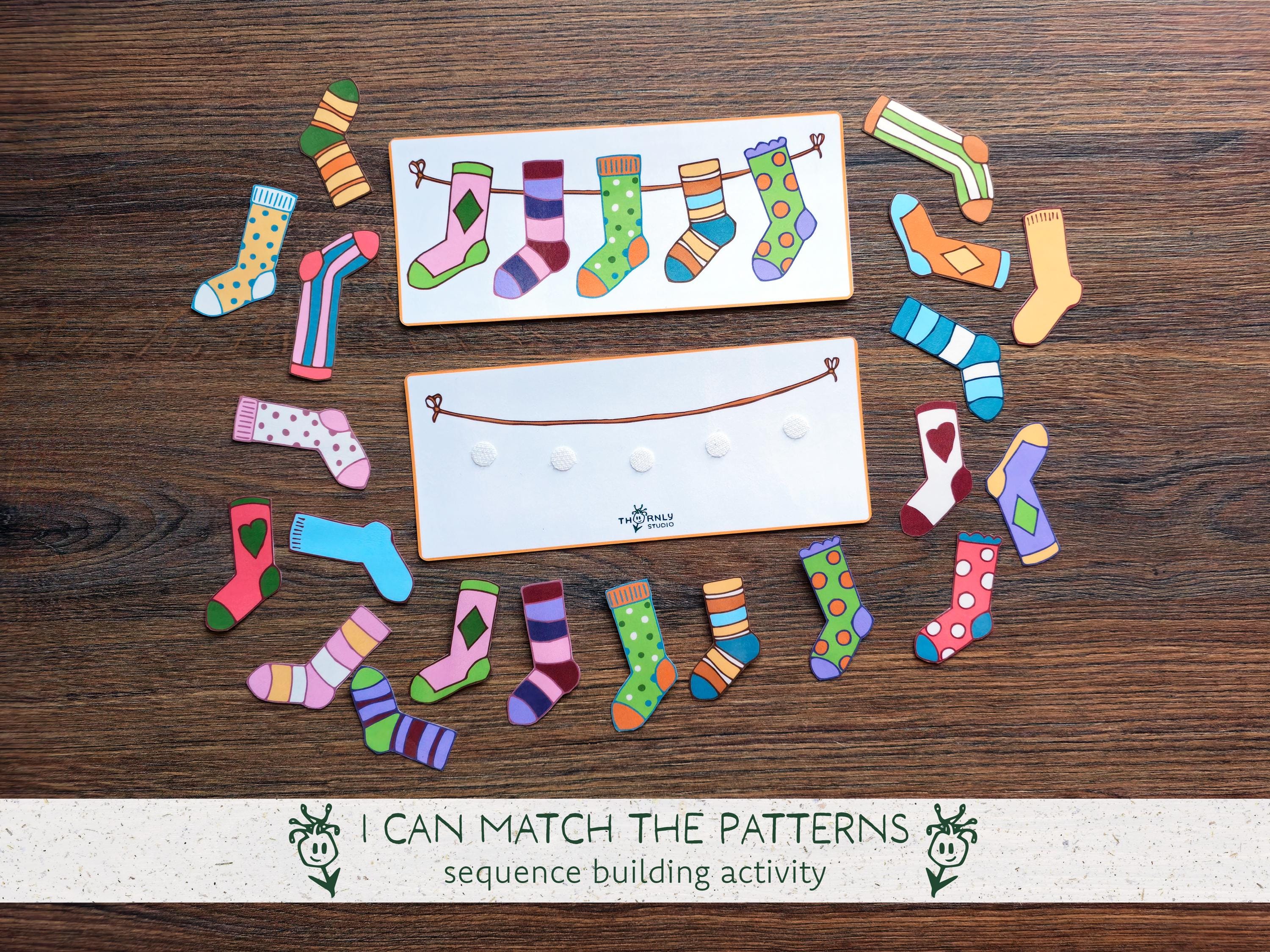 Pattern Matching Printable - Sock Matching Activity, Toddler Learning ...