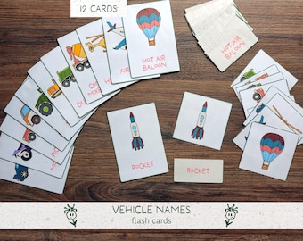Transportation Flash Cards Printable | Vehicle Vocabulary & Reading Cards | Toddler Learning Activity | Preschool Printable
