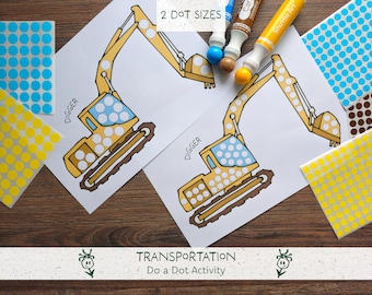 Transportation dot activity printable - Do a Dot Pages for Toddlers,  Preschool Fine Motor Practice, Vehicle worksheets (instant download)
