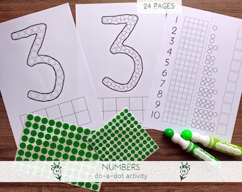 Number Dot Marker Printable - Counting Activity for Toddlers, Do a Dot Numbers, Preschool Math & Fine Motor skills (instant download)