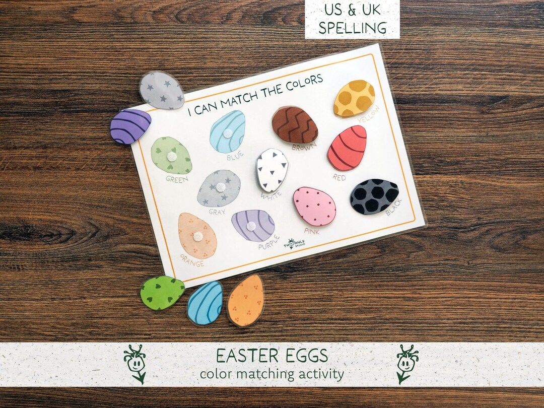 Easter Toddler Activity - Color Matching Game for Fine Motor Skills and ...
