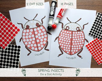 Insect Dot Marker Worksheets | Do a Dot Printable | Toddler Activity | Preschool Fine Motor | Dot Sticker Pages (instant download)