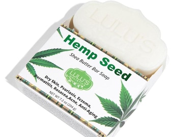 Barra de manteca de karité y semillas de cáñamo, limpiador nutritivo para una piel suave e hidratada.