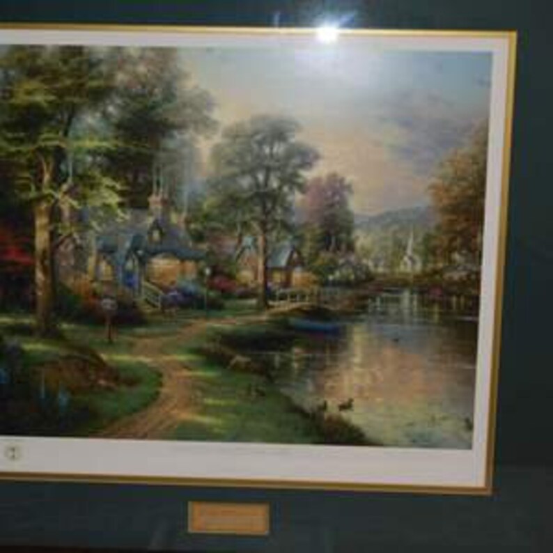 Thomas Kinkade Foothill Hometown Lake Signed Numbered Litho Etsy