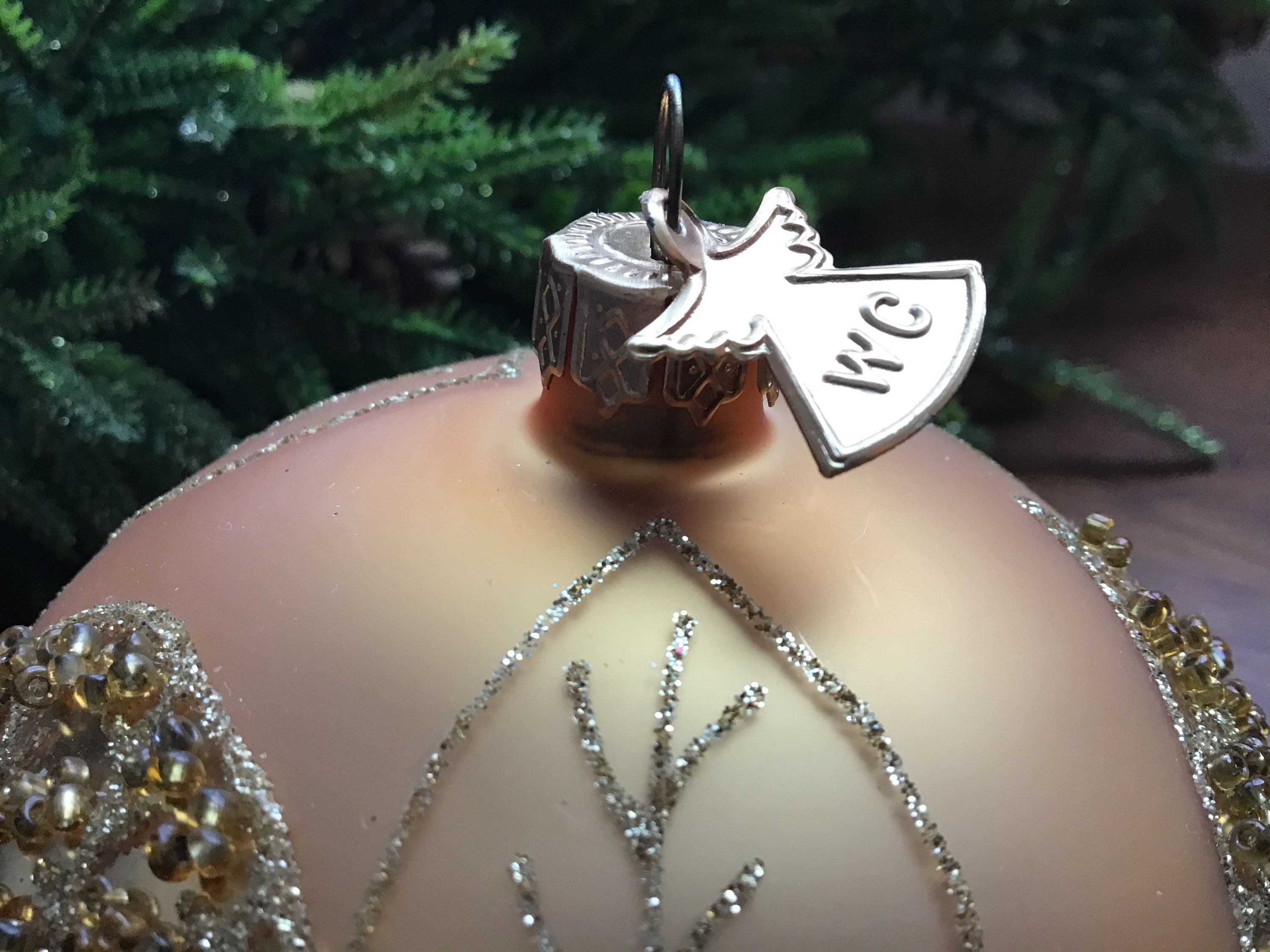 Large WC Hand Blown Glass Ornament Made In Poland Angel Tag Etsy