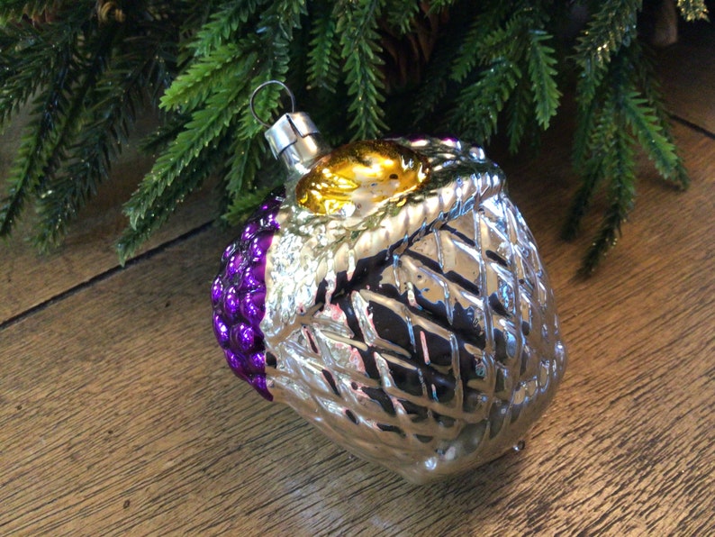 Vintage Glass Ornament Made in Germany Silver Fruit Basket Etsy