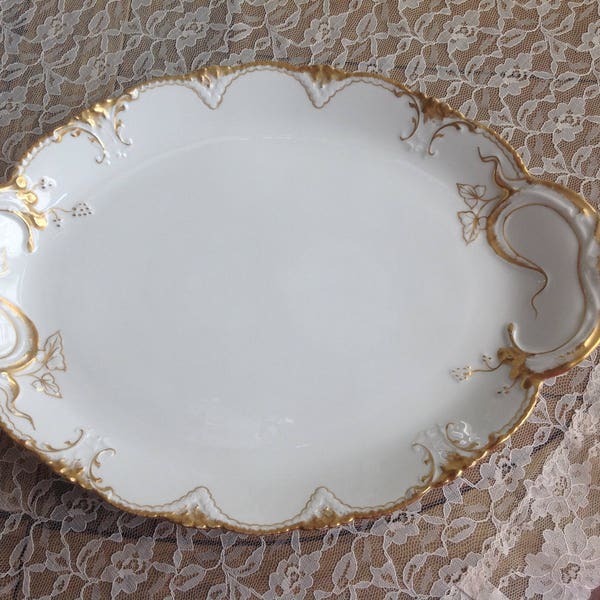 Limoges Platter Schleiger pattern #133 circa 1903-mid 1920s  FREE SHIPPING Stunning Over-sized 18 1/4" Long