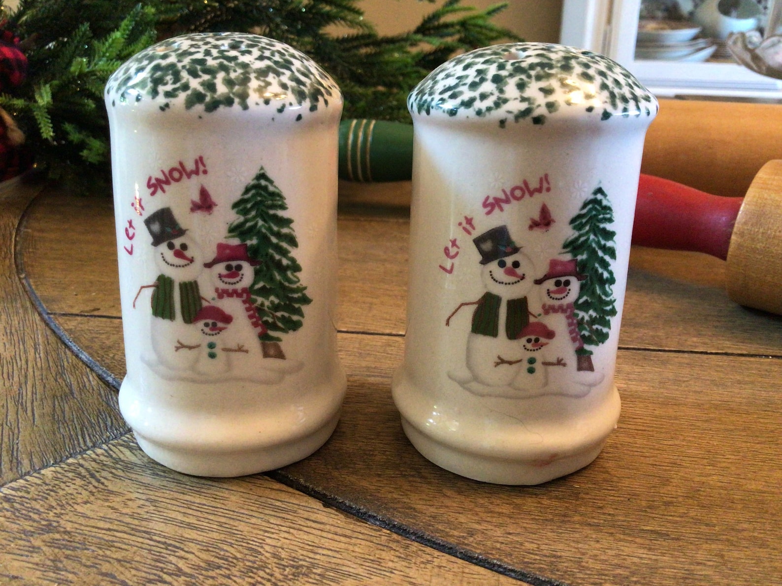 Vintage Christmas Salt and Pepper Shakers let It Snow Etsy