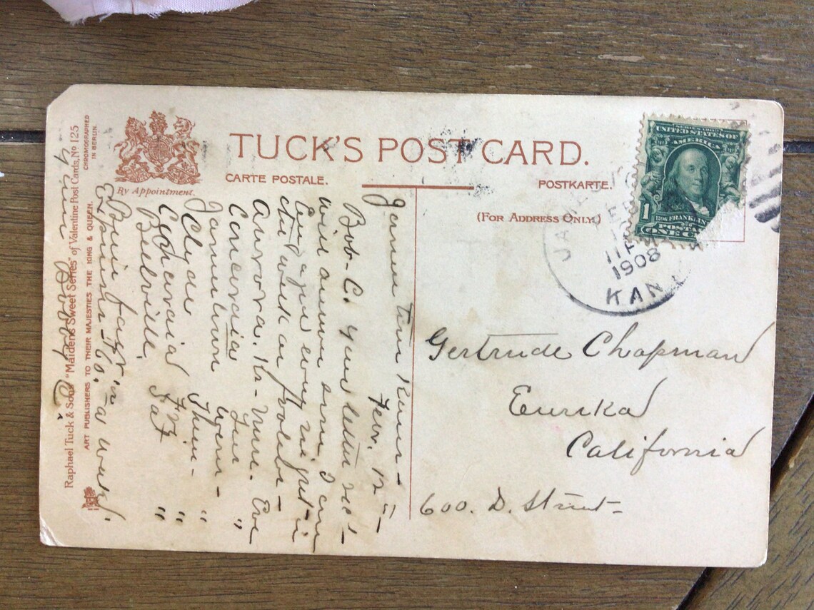 Antique Tuck's Portrait Postcard Valentines Day Early Etsy