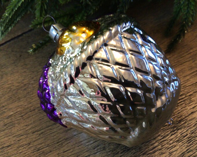 Vintage Glass Ornament Made in Germany Silver Fruit Basket Etsy