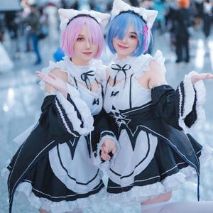 Rem y Ram Nueva Versión, Traje de Cosplay, Conjunto de Disfraz, Eventos de Cosplay de Anime