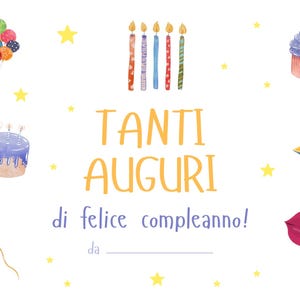 Biglietto di Compleanno/ "Tanti Auguri di Felice Compleanno!"/ Spazio per nome/ 5 colori differenti inclusi/ File digitali PDF