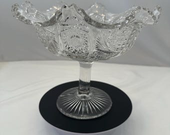 Vintage Pressed Glass Fruit Bowl with Pedestal Stand