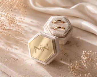 Personalized Velvet Ring Box | Custom Wedding Ring Box, Double Slot, Triple Slot, Single Ring Box, Engagement Ring Box Gift